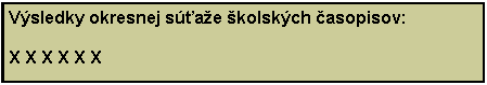 Textov pole: Vsledky okresnej sae kolskch asopisov:X X X X X X